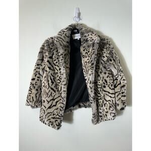 cupcakes & cashmere Animal Print Faux Fur Jacket - Black and Cream
